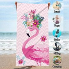 Flor de Cristal Obdĺžniková plážová osuška Flamenco Mystique so vzorom, 150x70 cm, polyester, biela