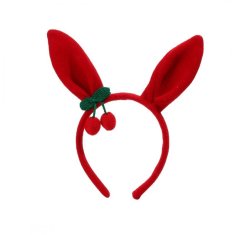 Flor de Cristal Flamenco Mystique Červená ozdobná čelenka s králičími ušami, vyrobená z polyesteru