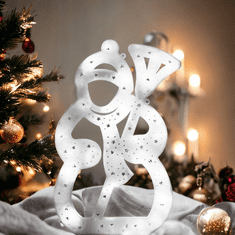 Flor de Cristal Flamenco Mystique Závesná vianočná dekorácia XXL Snehuliak, biele LED osvetlenie, 42x25 cm