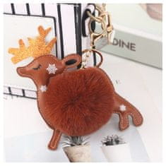 Flor de Cristal Prívesok na kľúče Flamenco Mystique Reindeer XL s bambulou, dĺžka 12 cm, šírka 13,5 cm