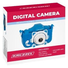 Kruzzel Detský digitálny fotoaparát AC22295, modrý, Full HD, s 32GB kartou a zabudovanými hrami