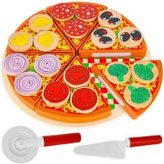 Kruzzel Drevená pizza pre deti s náradím a príslušenstvom, veľkosť 21x2,5 cm, hmotnosť 0,62 kg