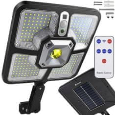 Izoxis Solárna lampa s diaľkovým ovládaním, 4 prevádzkové režimy a senzor pohybu, čierna, ABS + plast, 36,5x23x4,5 cm