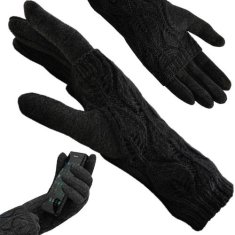 Trizand Univerzálne dotykové rukavice R6413, čierne, polyester/bavlna, 24/10 cm