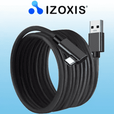 Izoxis Dlhý kábel USB-A 3.2 na USB typu C, 5 metrov, kovová konštrukcia s nylonovým opletením, rýchlosť prenosu dát 5 Gbit/s