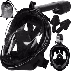 Trizand Celoobličajová maska na šnorchlovanie L/XL, čierna, materiál ABS, 180 stupňov viditeľnosti