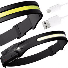 Trizand 21652 USB LED čelovka, čierna, so senzorom pohybu a 6 režimami svietenia