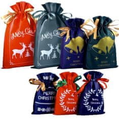 Malatec Sada 8 vianočných darčekových tašiek z netkanej textílie, tmavomodrá/červená/zelená, 20x30/23x35/30x45 cm