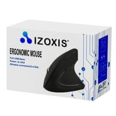 Izoxis Vertikálna bezdrôtová myš 21799, čierna, optický senzor, 6 tlačidiel
