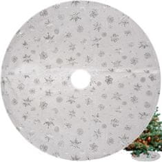 Ruhhy podložka pod vianočný stromček s ozdobnými striebornými hviezdičkami a snehovými vločkami, 78 cm, biela, 100% polyester