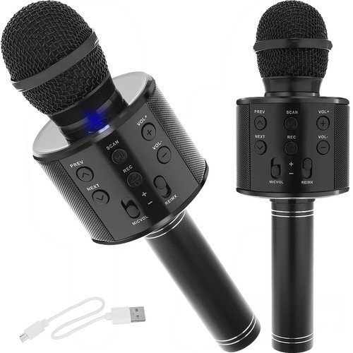 Izoxis Multifunkčný karaoke mikrofón s reproduktorom, čierny, Bluetooth 4.0, vstavaná batéria 1200 mAh