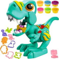 Kruzzel Interaktívny dinosaurus s pohyblivými končatinami a plastelínou - 6 farieb, pestrofarebný, plast, 18,5x11x19 cm