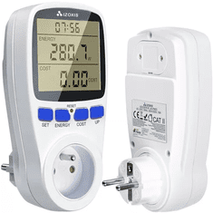 Izoxis Digitálny wattmeter na meranie spotreby energie, 230V/50Hz, max. výkon záťaže 3680W, rozmery 15x7,5x8 cm