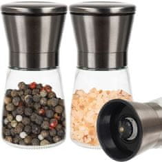 Ruhhy Ručný mlynček na soľ a korenie, sklo/plast/kov, 190 ml, 13,3x6,4 cm