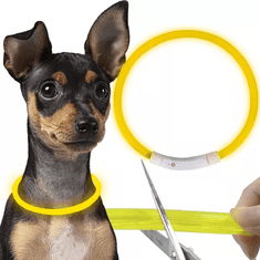 Purlov LED obojok pre psov s nastaviteľnou veľkosťou, žltý, PVC, 70x1,2 cm