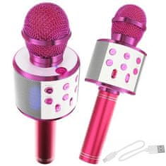 Izoxis Multifunkčný karaoke mikrofón s reproduktorom, ružový, Bluetooth 4.0, vstavaná batéria 1200 mAh