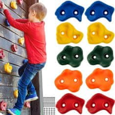 Trizand lezecké kamene pre deti, 10 ks, rôzne tvary a farby, materiál PP + železo