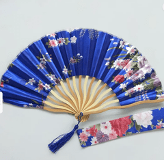 Flor de Cristal Bambusový ventilátor - modrý