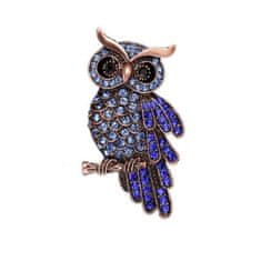 Flamenco Mystique Elegantná ozdobná brošňa CRISTAL Owl BZ90, kryštály, 6,5 cm x 3,7 cm, bez niklu a chrómu