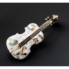 Flor de Cristal Flamenco Mystique Elegantná ozdobná husľová brošňa s kryštálmi, biela, 4,7 x 2,1 cm, zliatina základných kovov bez niklu a chrómu