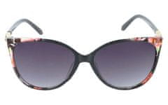 Camerazar Polarizačné slnečné okuliare pre dámy s mačacími očami, čierne s kvetmi, UV-400 cat 3 filter