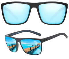 Camerazar Pánske športové polarizačné slnečné okuliare, modré zrkadlové, štýl nerdy