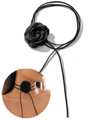 Camerazar Dámsky náhrdelník s kvetinovým motívom, čierny, uzlový