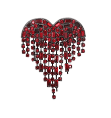 Camerazar Elegantná srdcová brošňa so zirkónmi, červená, typ špendlík