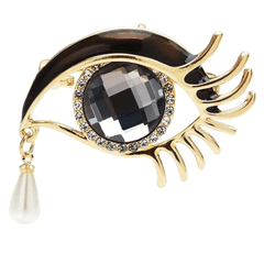 Camerazar Brošňa Angel Eye v tvare slzy s perlovým príveskom, zirkón, striebro