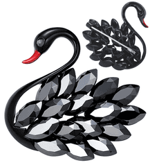 Camerazar Elegantná čierna labuť s kryštálmi, zapínanie