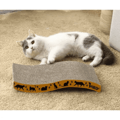 Purlov Horizontálne škrabadlo pre mačky z kartónu, 22,5 x 43 x 4 cm, s mačacou mätou