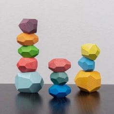 Kruzzel Drevené stavebné kocky - rôznofarebné, 16 ks, rozmery 4 x 4 x 5 cm
