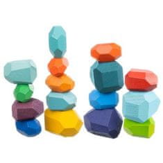 Kruzzel Drevené stavebné kocky - rôznofarebné, 16 ks, rozmery 4 x 4 x 5 cm