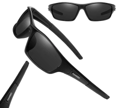 Camerazar Polarizačné športové okuliare na bicykel, univerzálne pre mužov/dámy, čierne, s UV ochranou