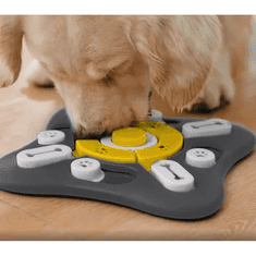 Purlov Interaktívna hračka pre psa s miskou, čierna/žltá/biela, plast, 25,5x25,5x2,5 cm