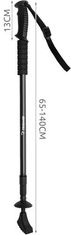 Trizand Trekingové palice v čiernej farbe s nastaviteľnou dĺžkou a príslušenstvom, hliník, 65-140 cm