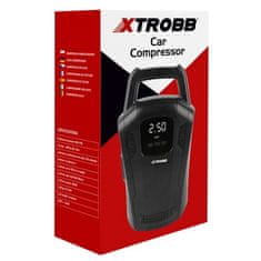 Xtrobb Autokompresor 12V s LCD displejom, vstavanou baterkou a ovládacím panelom, čierny, ABS + kov, 15x25x7,5 cm