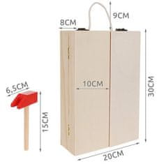Ruhhy Drevená súprava nástrojov v krabici, ABS + bavlnená šnúra + žehlička, 8 x 20 x 30 cm