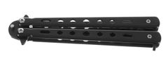 Malatec Training butterfly knife, čierny kov, veľkosť v zloženom stave 13x3x1 cm