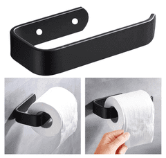 Camerazar Nástenný držiak na toaletný papier, čierny, sada 2 ks, na skrutky