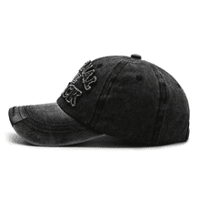 Camerazar Vintage Fashion Baseball Cap s nápisom, čierna, bavlnený materiál