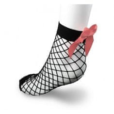 Flor de Cristal Flamenco Mystique Sieťované ponožky s veľkou ružovou mašľou, elastické, univerzálna veľkosť