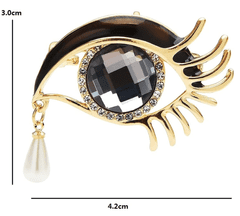 Camerazar Brošňa Angel Eye v tvare slzy s perlovým príveskom, zirkón, striebro