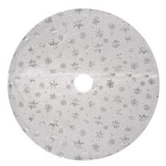 Ruhhy podložka pod vianočný stromček s ozdobnými striebornými hviezdičkami a snehovými vločkami, 78 cm, biela, 100% polyester
