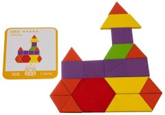Kruzzel Drevené vzdelávacie puzzle - geometrické tvary, 5 úrovní obtiažnosti, rozmery puzdra: 26/19/3 cm