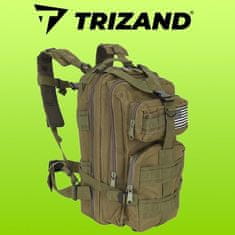 Trizand Vojenský turistický batoh 26L, zelený, nylon/polyester 600D, 44x28x16 cm