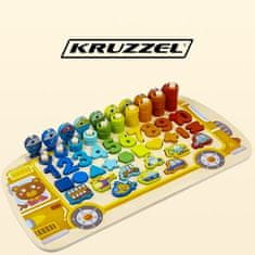 Kruzzel Drevené vzdelávacie puzzle 6v1 - rozvoj manuálnej zručnosti a logického myslenia, materiál: drevo, rozmery: 41 x 22,5 x 6 cm
