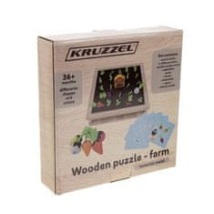 Kruzzel Drevené puzzle 2v1 - Farma a loptičky, viacfarebné, rozmery 25 x 25 x 5,8 cm