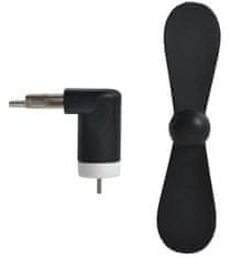 Iso Trade Mini ventilátor microUSB USB 2W1, čierny, plast, 9x3,9x4 cm