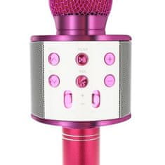 Izoxis Multifunkčný karaoke mikrofón s reproduktorom, ružový, Bluetooth 4.0, vstavaná batéria 1200 mAh